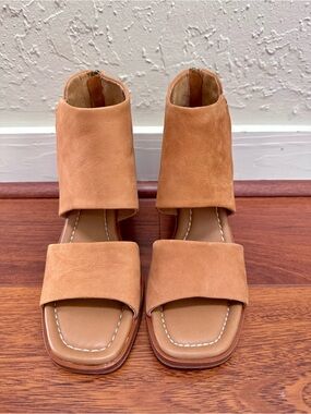 Sofft Sinclair Tan Suede Open-Toe Block Heel Sandals